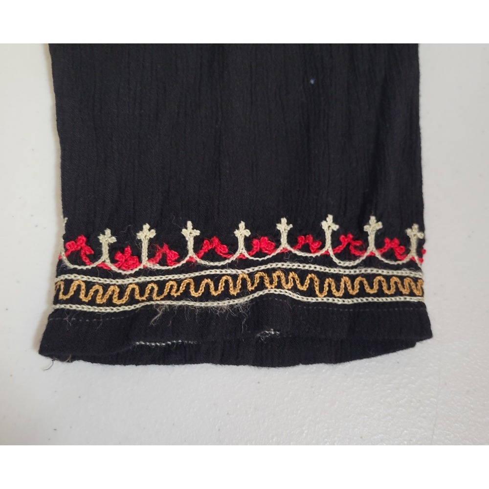 Geeta Women's 100% Rayon Blouse Tunic Black Embroidery Free Size Boho 0476 - Picture 6 of 10